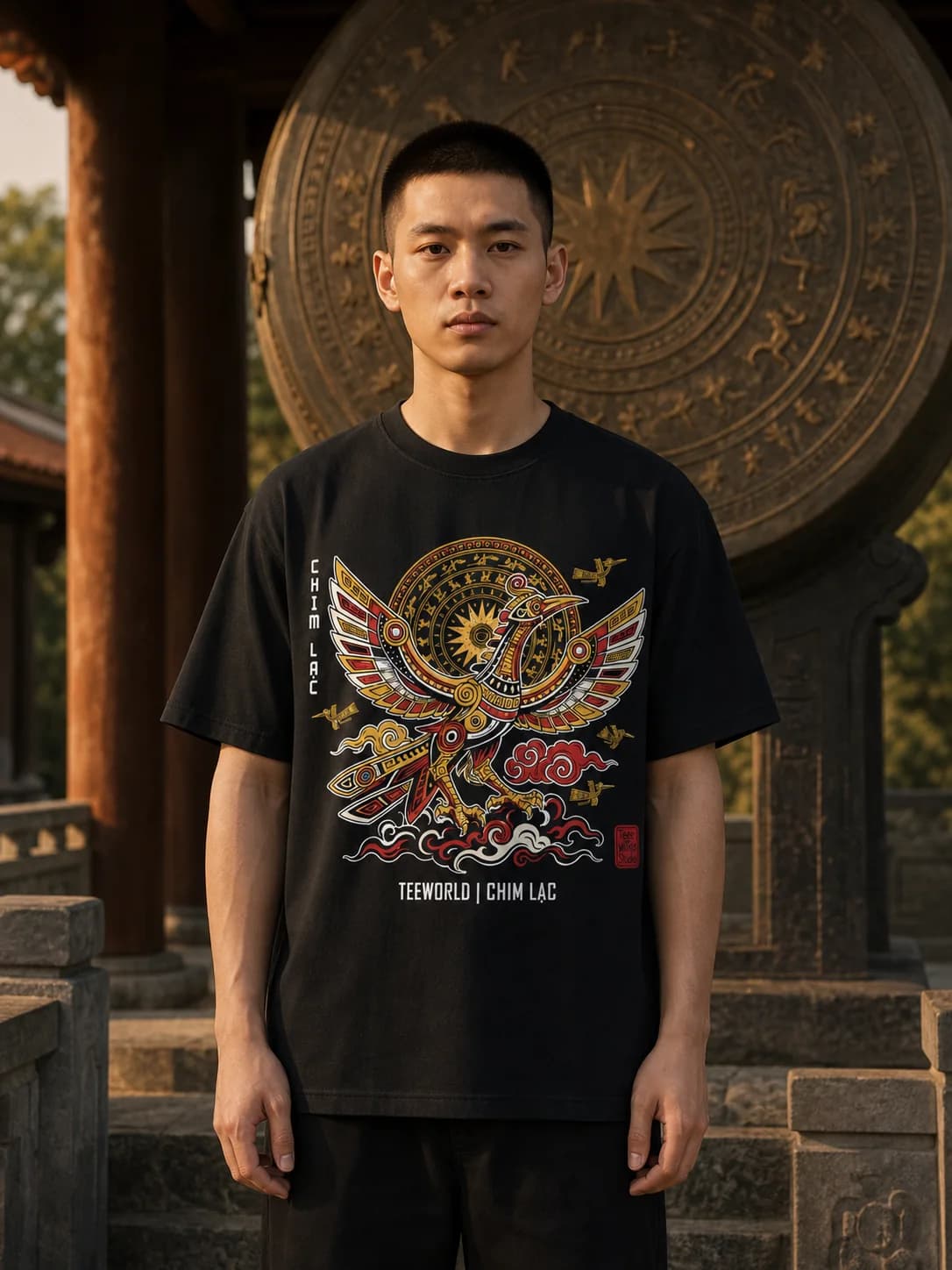 Người mẫu mặc Chim Lạc Tee