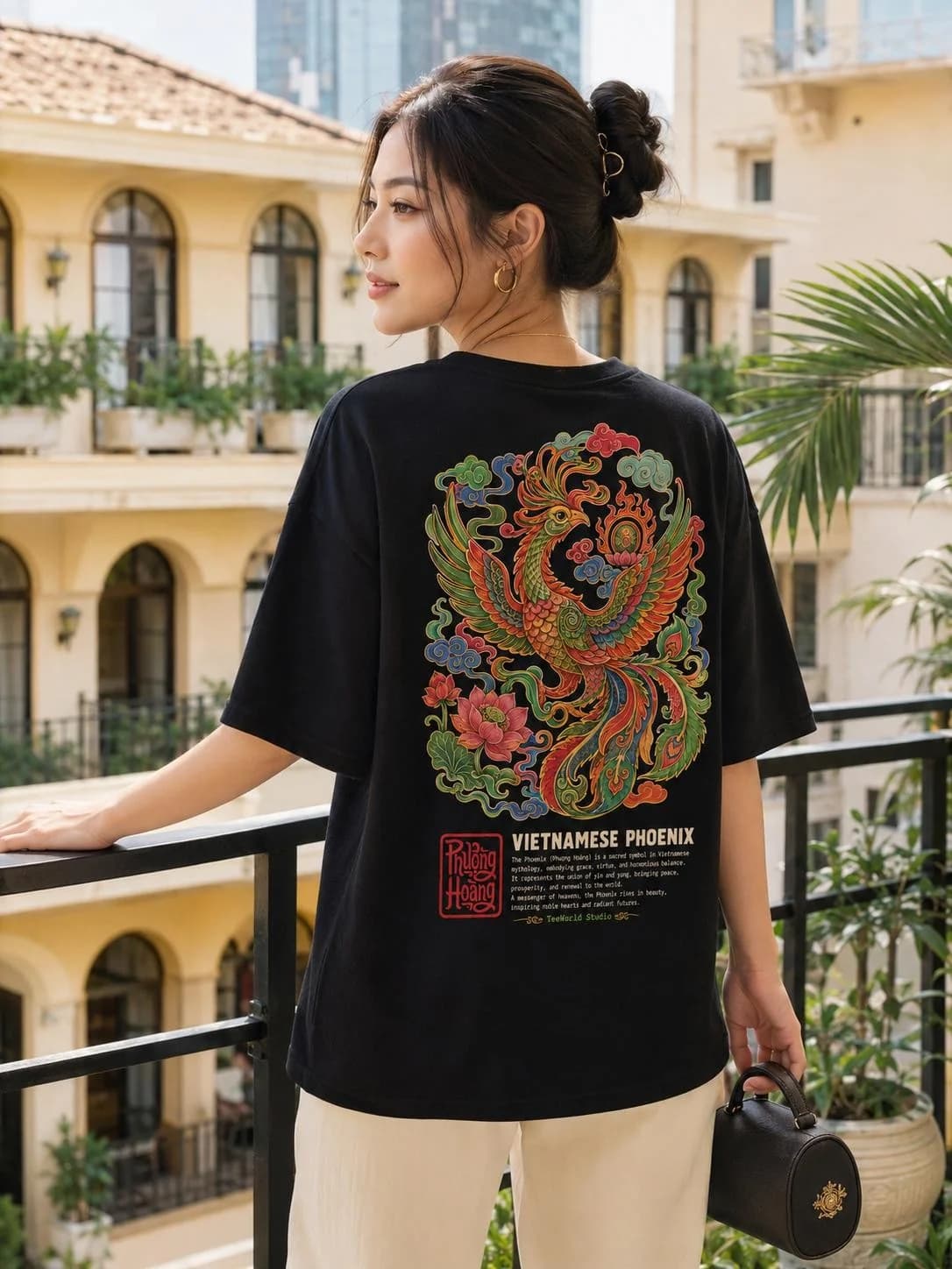 Người mẫu mặc Vietnamese Phoenix Tee